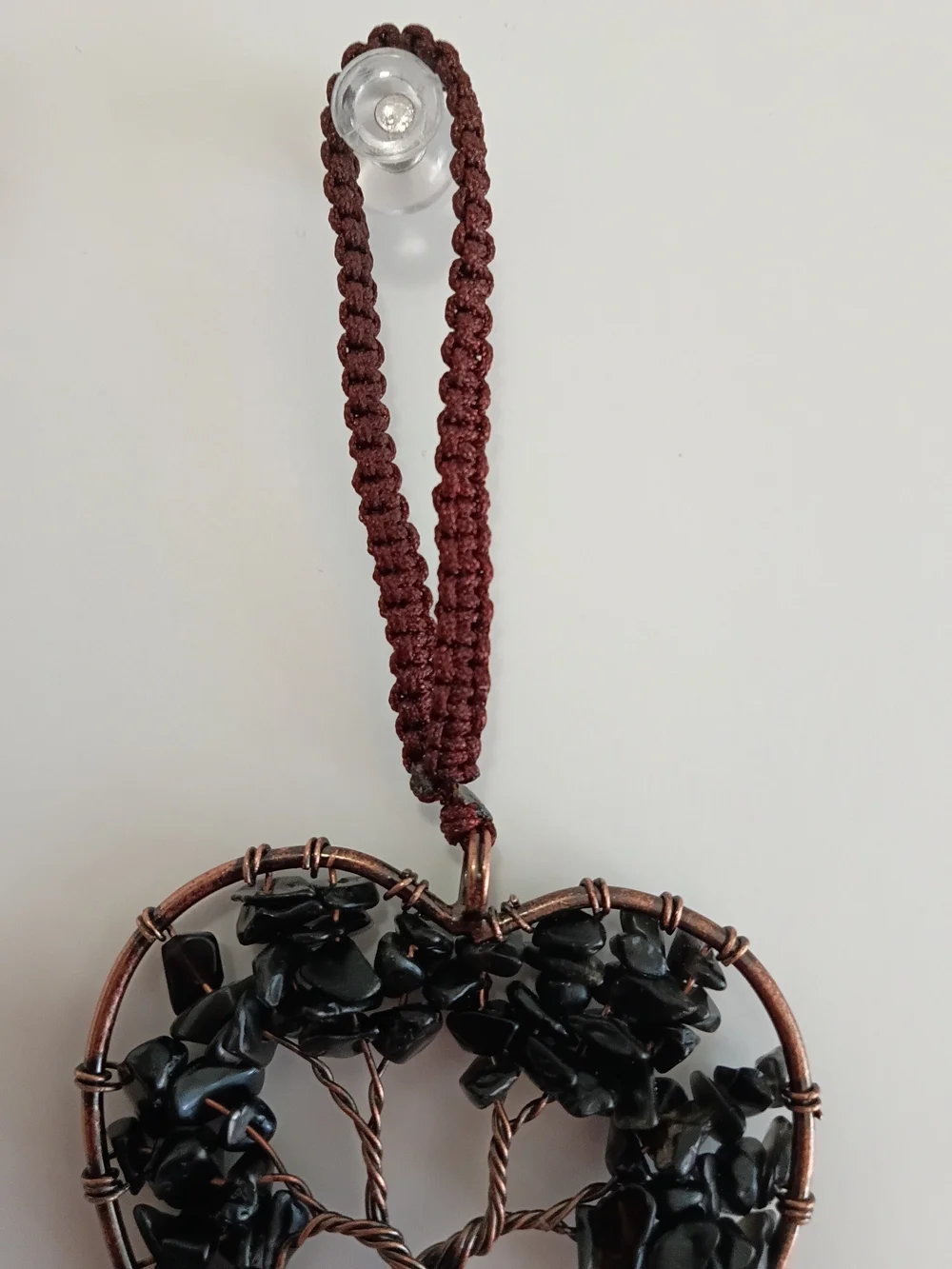 Handcrafted Heart Tree of Life Pendant Necklace - Black Gemstones